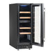 17 Bottle 30cm Built-in Slim Dual Zone Wine Cooler Fridge - LED Backlit BLACK - LoopsDirect