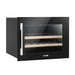 28 Bottle 60cm Built-in Wine Cooler Fridge - Wood Shelves & LED Backlit BLACK - LoopsDirect