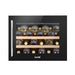 28 Bottle 60cm Built-in Wine Cooler Fridge - Wood Shelves & LED Backlit BLACK - LoopsDirect