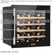 36 Bottle 60cm Built-in Wine Cooler Fridge - Wood Shelves & LED Backlit BLACK - LoopsDirect