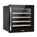 36 Bottle 60cm Built-in Wine Cooler Fridge - Wood Shelves & LED Backlit BLACK - LoopsDirect