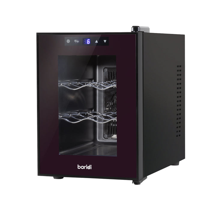 6 Bottle Worktop Wine Cooler Fridge - Thermoelectric & LED Backlit BLACK