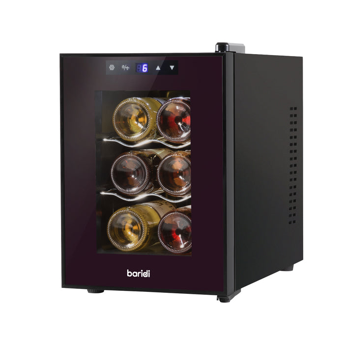 6 Bottle Worktop Wine Cooler Fridge - Thermoelectric & LED Backlit BLACK - LoopsDirect