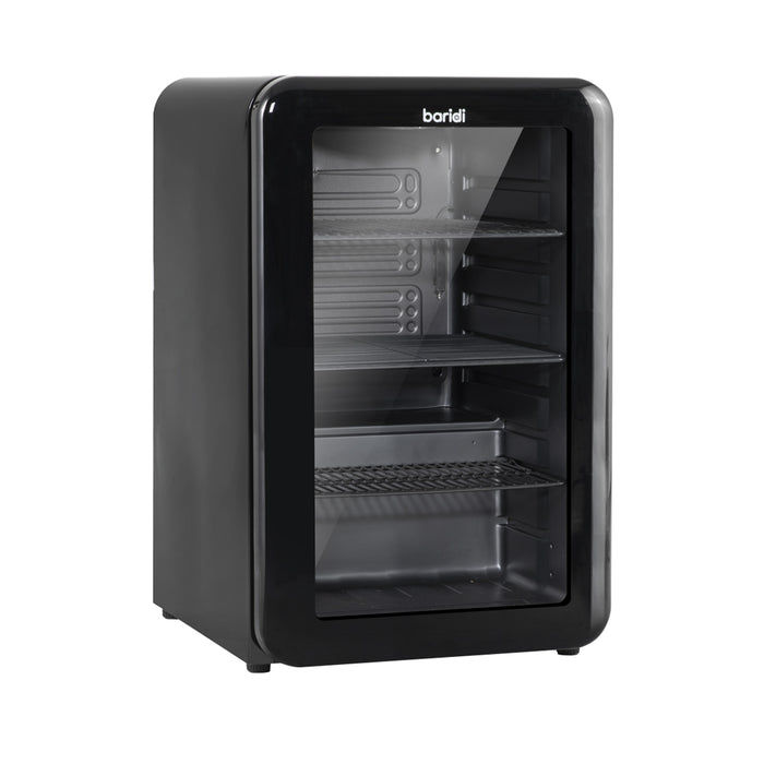 70L Under Counter Wine Beer Drinks Fridge Cooler - Glass Front Retro Style BLACK - LoopsDirect