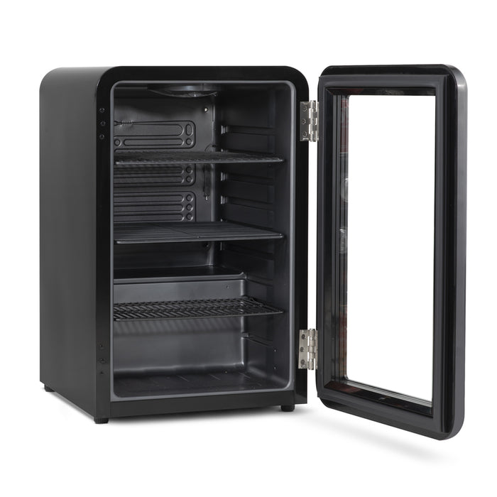 70L Under Counter Wine Beer Drinks Fridge Cooler - Glass Front Retro Style BLACK - LoopsDirect