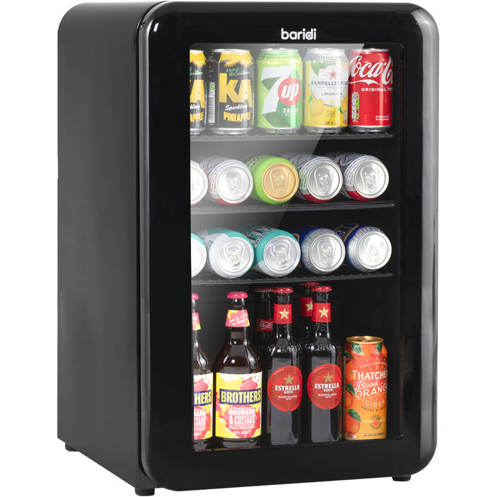 70L Under Counter Wine Beer Drinks Fridge Cooler - Glass Front Retro Style BLACK