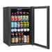 115L Under Counter Wine Beer Drinks Fridge Cooler Glass Front LED Backlit BLACK - LoopsDirect