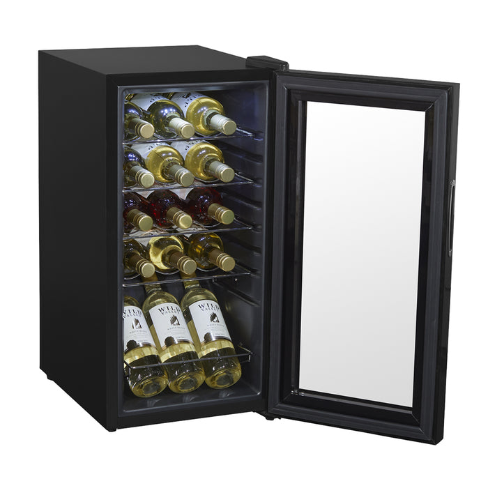 15 Bottle Dual Zone Freestanding Wine Cooler Fridge - LED Backlit BLACK & GLASS