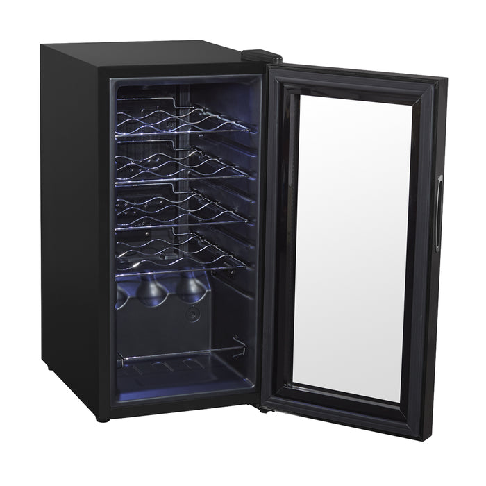 15 Bottle Dual Zone Freestanding Wine Cooler Fridge - LED Backlit BLACK & GLASS