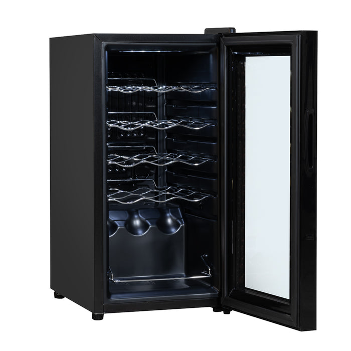 15 Bottle Dual Zone Freestanding Wine Cooler Fridge - LED Backlit BLACK & GLASS