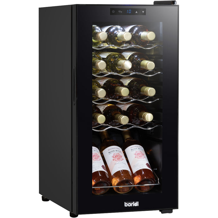 15 Bottle Dual Zone Freestanding Wine Cooler Fridge - LED Backlit BLACK & GLASS