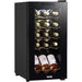 15 Bottle Dual Zone Freestanding Wine Cooler Fridge - LED Backlit BLACK & GLASS