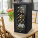 18 Bottle Freestanding Wine Cooler Fridge LED Backlit Metal Shelf BLACK & GLASS - LoopsDirect