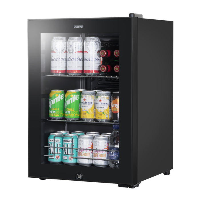 60L Under Counter Wine Beer Drinks Fridge Cooler - BLACK & GLASS 74x 330ml Cans