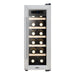 12 Bottle Freestanding Wine Cooler Fridge LED Backlit Metal Shelf STEEL & GLASS - LoopsDirect