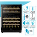 46 Bottle Freestanding Wine Cellar Cooler Fridge & Wood Shelves - BLACK & GLASS - LoopsDirect