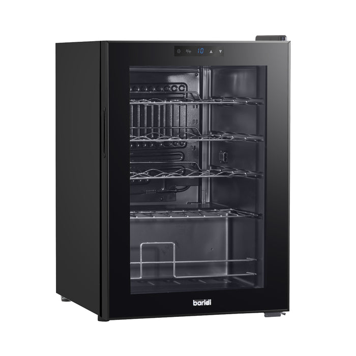 20 Bottle Freestanding Wine Cooler Fridge & Metal Shelves - LED BLACK & GLASS