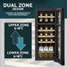 18 Bottle Dual Zone Freestanding Wine Cooler Fridge - LED Backlit BLACK & GLASS - LoopsDirect