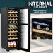 18 Bottle Dual Zone Freestanding Wine Cooler Fridge - LED Backlit BLACK & GLASS - LoopsDirect