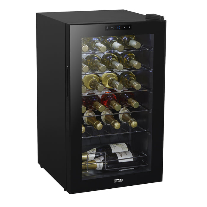 24 Bottle Freestanding Wine Cooler Fridge & Metal Shelves - LED BLACK & GLASS