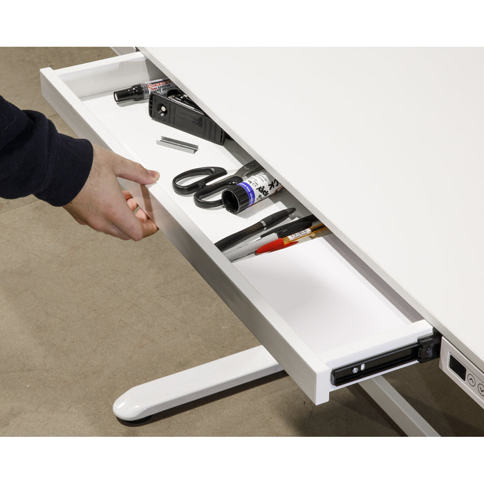 1200 x 600mm White Electric Sit & Stand Desk USB & Twin Monitor Bracket Standing - LoopsDirect