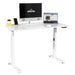 1200 x 600mm White Electric Sit Standing Desk & Twin Monitor Bracket Office Set - LoopsDirect