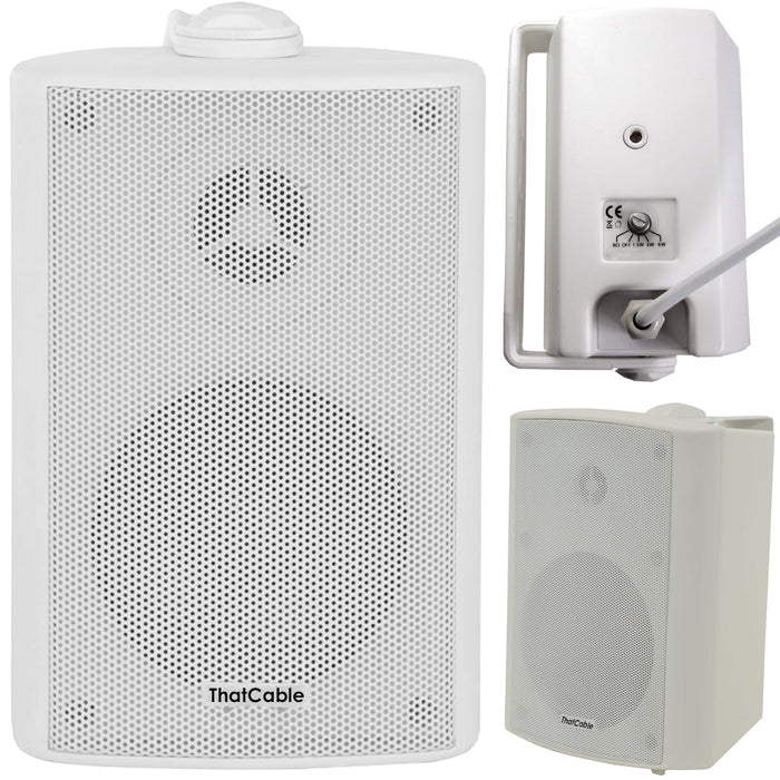 80W Mini WiFi Stereo Amplifier & 4x 60W 3” White Outdoor Wall Speaker System