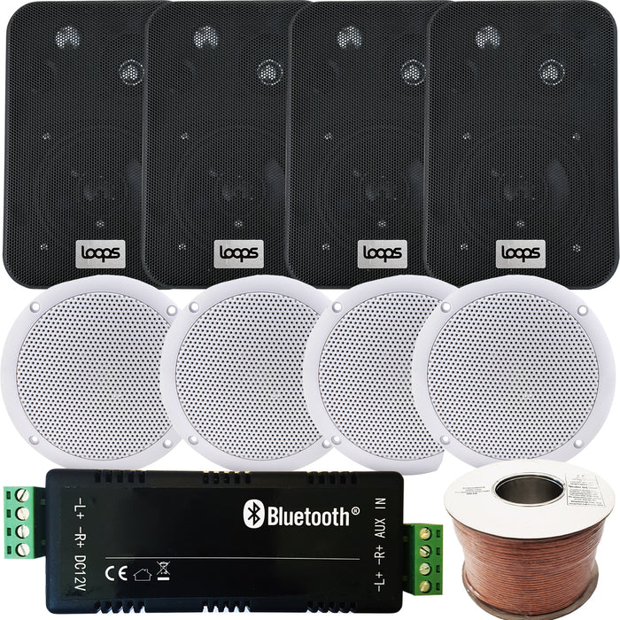 Wireless Bluetooth Amplifier 8x Ceiling Wall Speaker Kit Home Hi