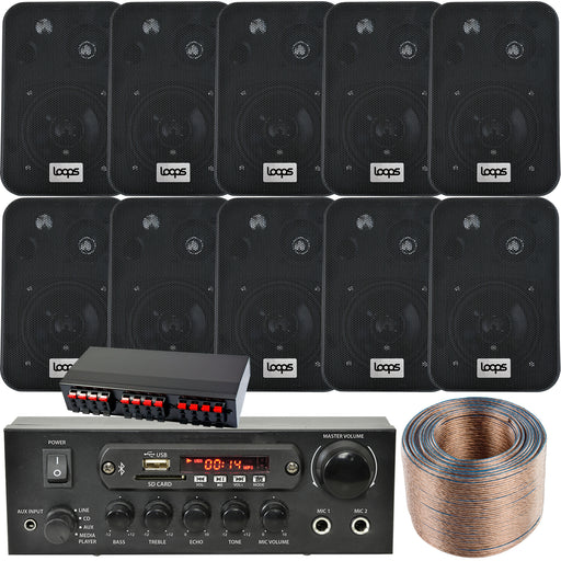 10 Speaker 5 Zone Background Music Kit Bluetooth Sound System Restaurant Bar