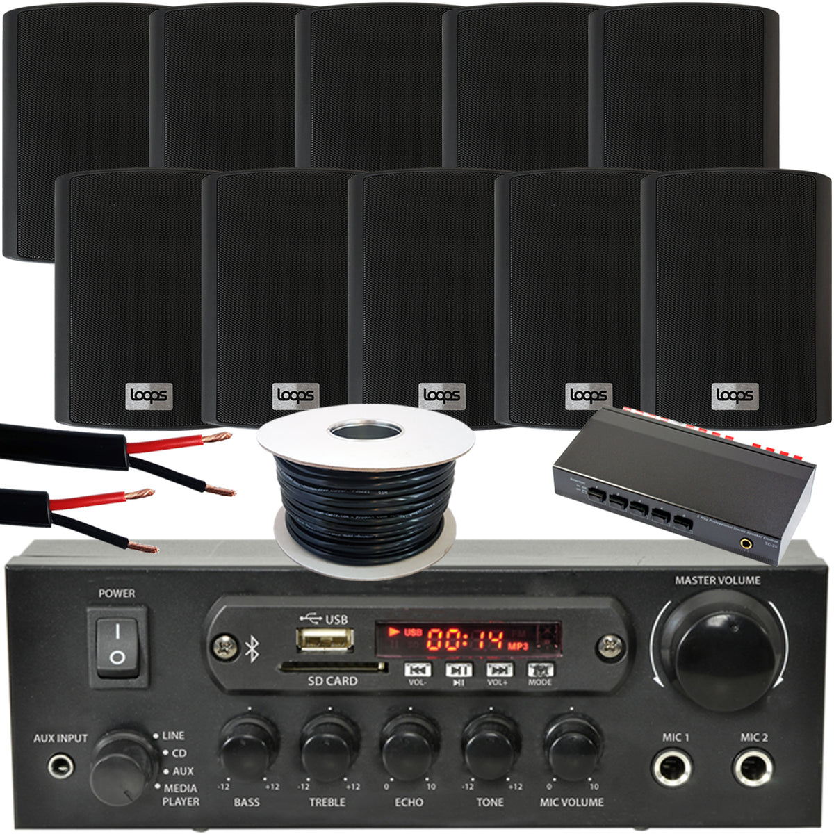 Curated visual reference: Fresh Look at 5 Zone Outdoor Bluetooth System 10X Weatherproof Black Speaker Garden