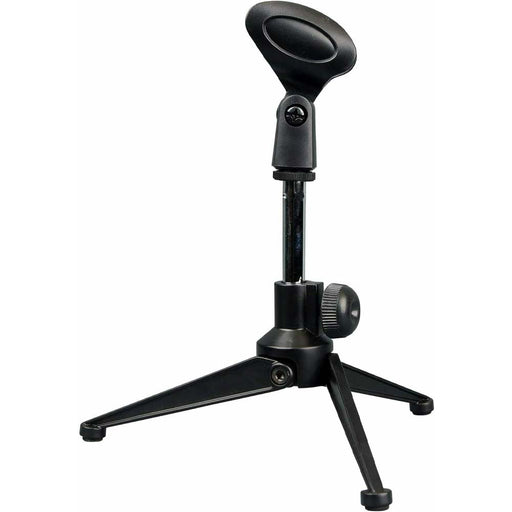 Desk Microphone Stand - Mini Black Tripod Foot Base – Adjustable Height Loops