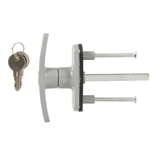 Silver Locking Door Handle ZINC ALLOY 75mm Square Spindle Fixing Screws & Keys Loops