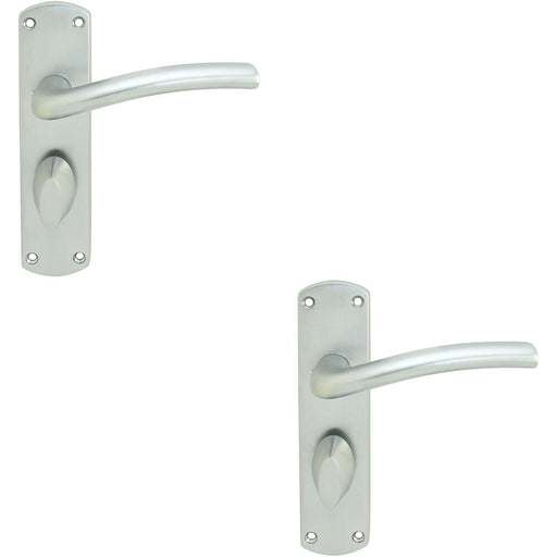 2x Rounded Curved Bar Handle on Bathroom Backplate 170 x 42mm Satin Chrome Loops