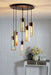 Hanging Ceiling Pendant Light Black & Wood 6 Bulb Multi Lamp Hallway Feature Loops