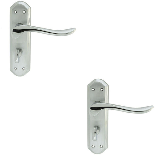 2x PAIR Curved Handle on Sculpted Bathroom Backplate 180 x 48mm Chrome Loops