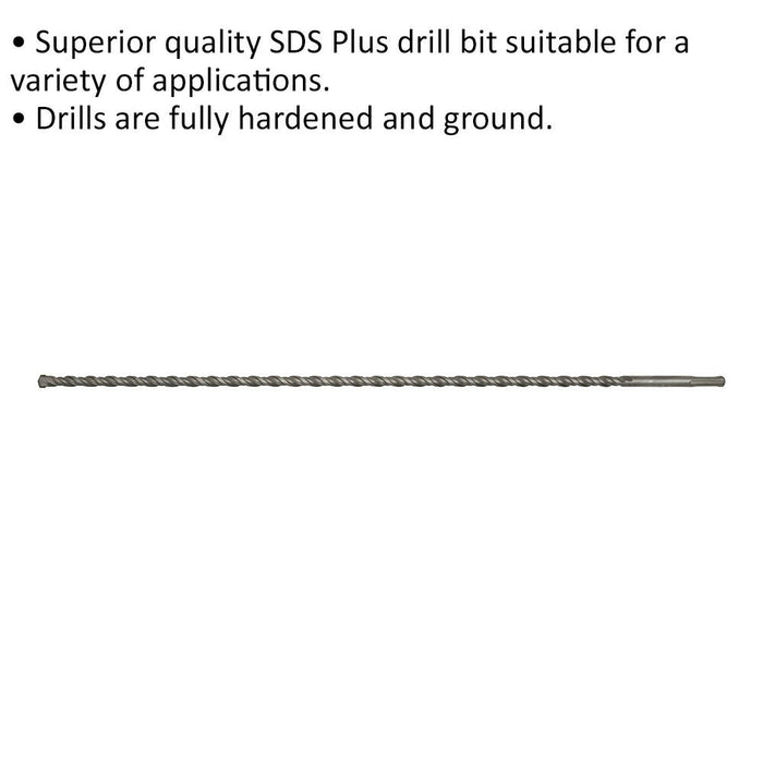 12 x 600mm SDS Plus Drill Bit - Fully Hardened & Ground - Smooth Drilling Loops