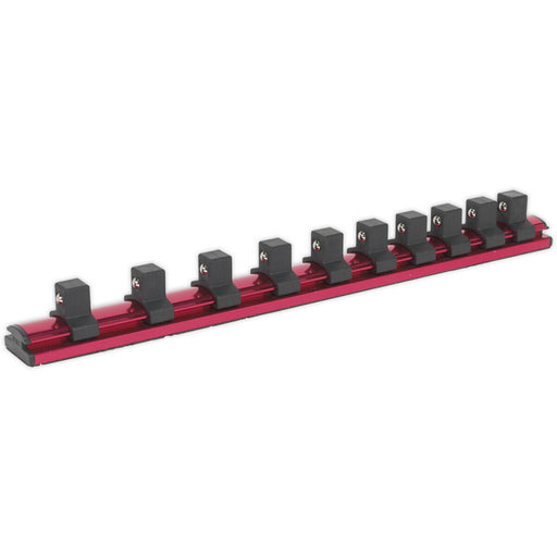 1/2" Square Drive Bit Holder - 10x Socket Capacity - Retaining Rail Bar Storage Loops
