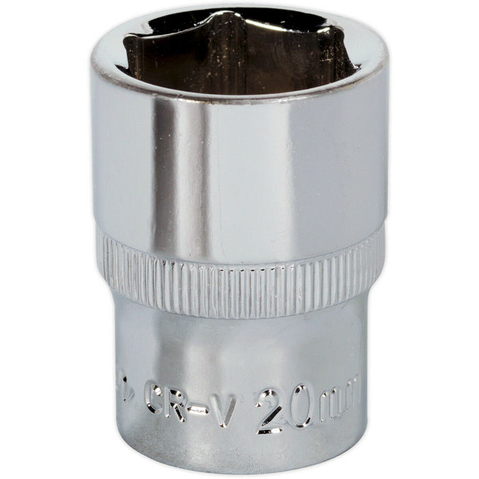 20mm Forged Steel Drive Socket - 1/2" Square Drive - Polished Chrome Vanadium Loops