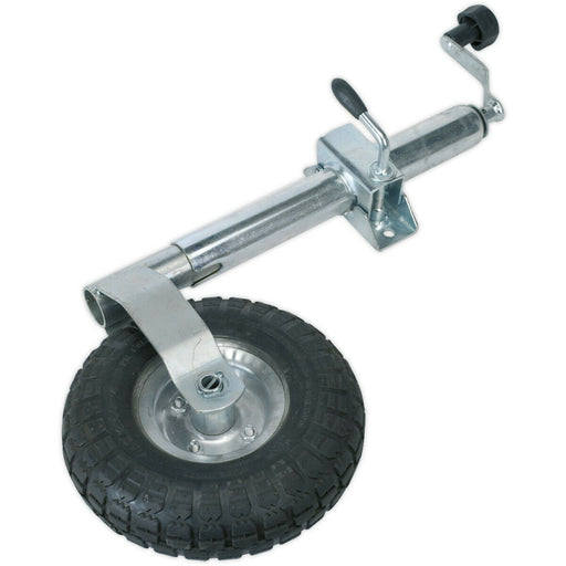 Heavy Duty Jockey Wheel with 48mm Clamp - 260mm Pneumatic Wheel - Zinc Plated Loops