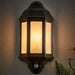 IP44 Outdoor Wall Light Matt Black Frosted Lantern Traditional PIR Motion Lamp Loops