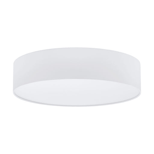 Flush Ceiling Light Colour White Round White Fabric Shade Bulb E27 3x60W Loops