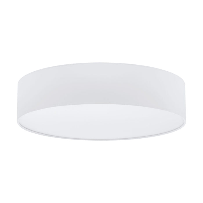 Flush Ceiling Light Colour White Round White Fabric Shade Bulb E27 3x60W Loops