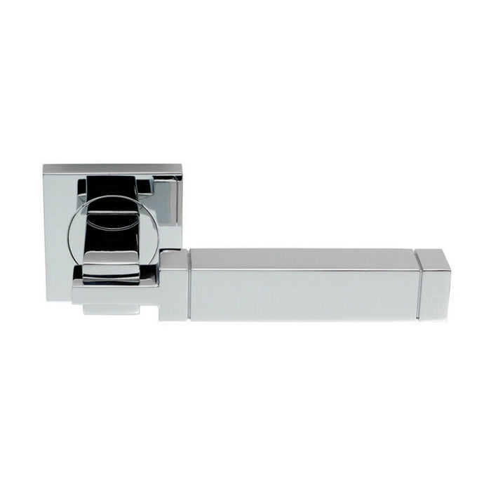 PAIR Cube Lever on Square Rose Etched Detailing Concealed Fix Polished Chrome Loops