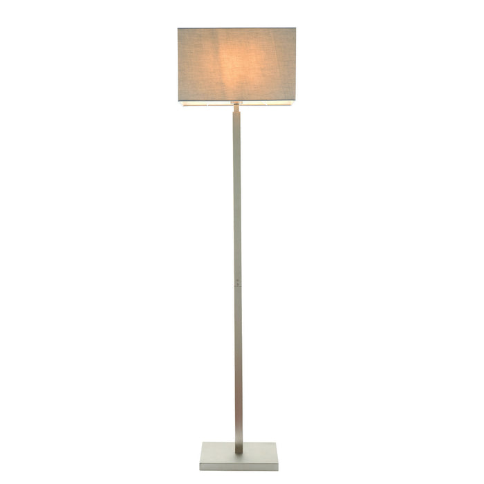 Floor Lamp Light Matt Nickel & Grey Fabric 60W E27 Standing Base & Shade Loops