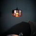 Hanging Ceiling Pendant Light Gloss Copper Tinted Glass Retro Round Lamp Shade Loops