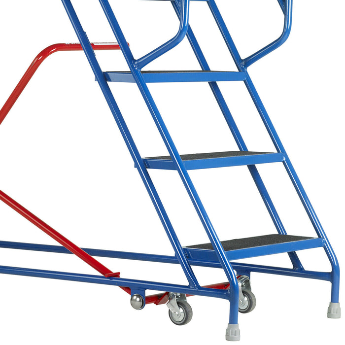 5 Tread Mobile Warehouse Stairs Punched Steps 2.25m EN131 7 BLUE Safety Ladder Loops