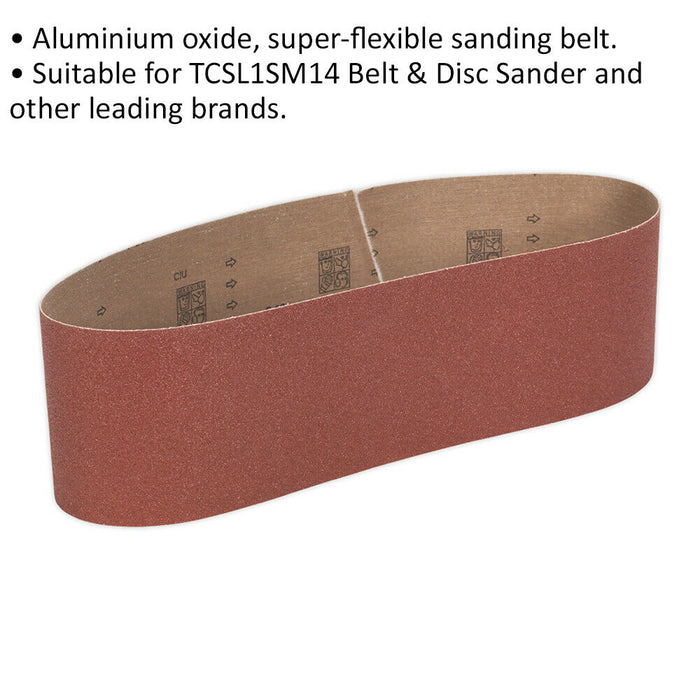 PREMIUM 100mm x 915mm Sanding Belt - 100 Grit Aluminium Oxide Cloth Backed Loop Loops
