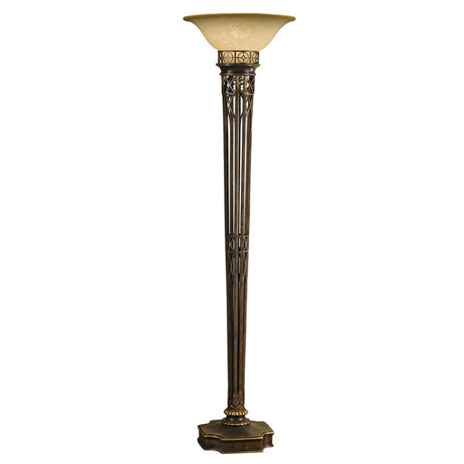Floor Lamp Torchiere Design Amber Glass Upligher Shade Firenze Gold LED E27 100W Loops