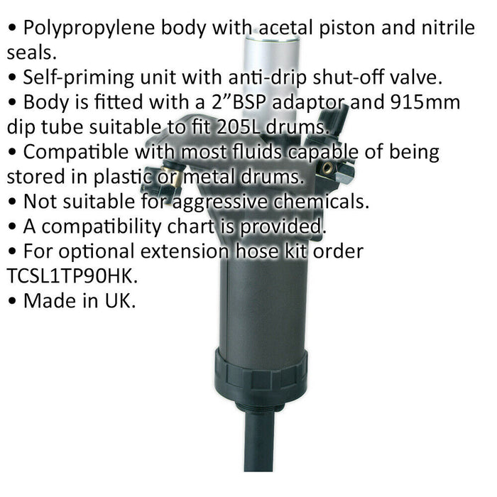 Air Operated Self-Priming Transfer Pump - 2" BSP - Acetal Piston & Nitrile Seals Loops