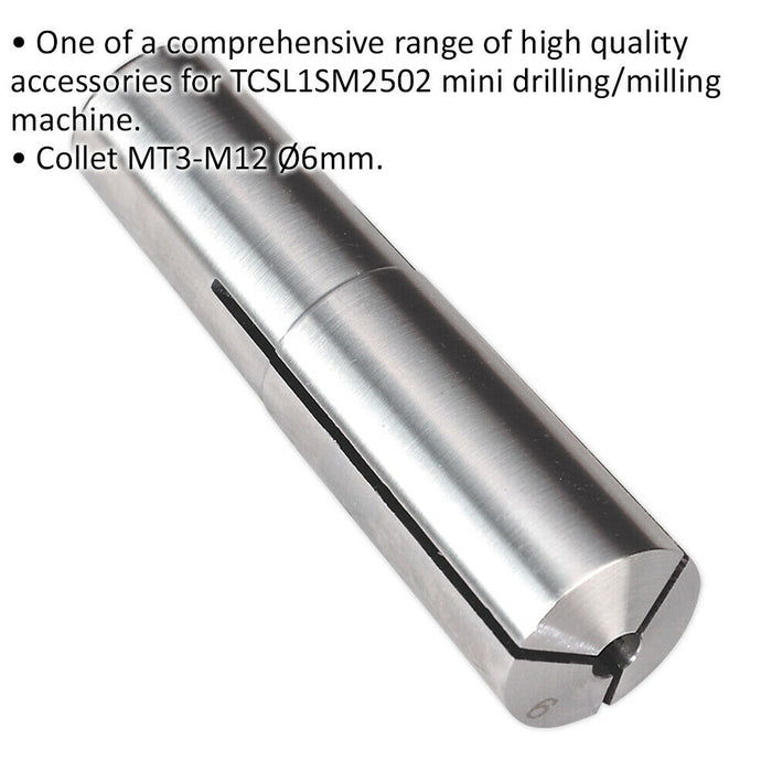 6mm Collet MT3-M12 - Suitable for ys08796 Mini Drilling & Milling Machine Loops